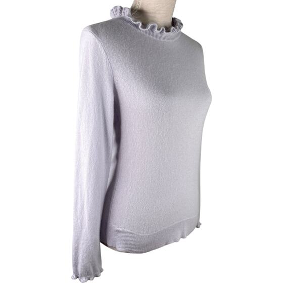Club Monaco Cashmere Sweater Gray Pale XS Ruffle Neck - Picture 4 of 10